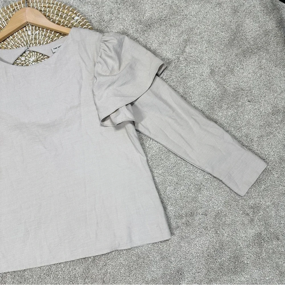 The Odells Ruffle Shoulder Long Sleeve Top Blouse in Beige Cottagecore Size S - Picture 6 of 14